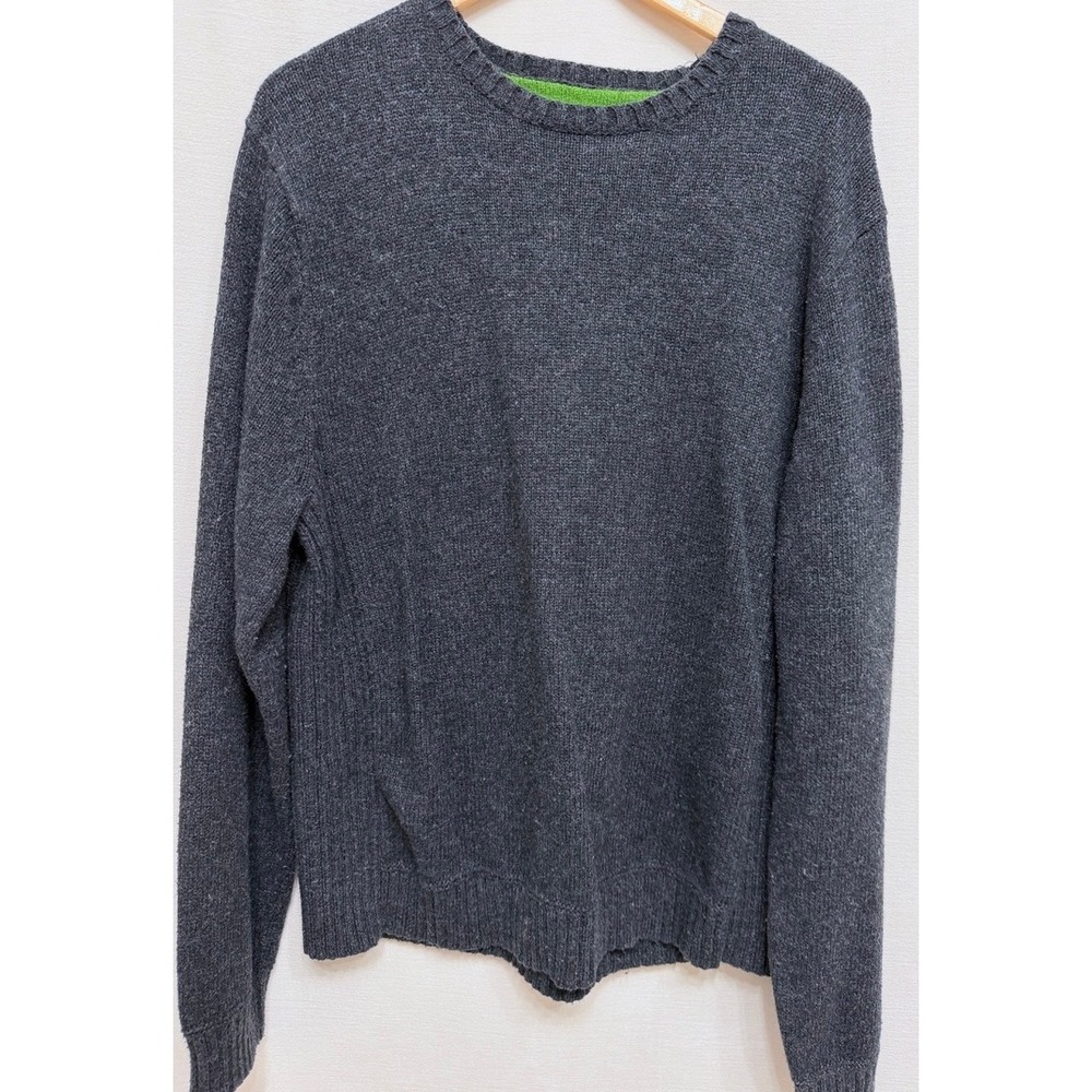 Vintage GAP Charcoal Gray Crewneck Sweater XL Cotton Wool Blend Ribbed Panels